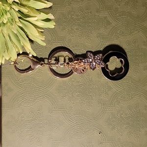 Crystal Clover Love Forever Flower Purse Charm Key Ring